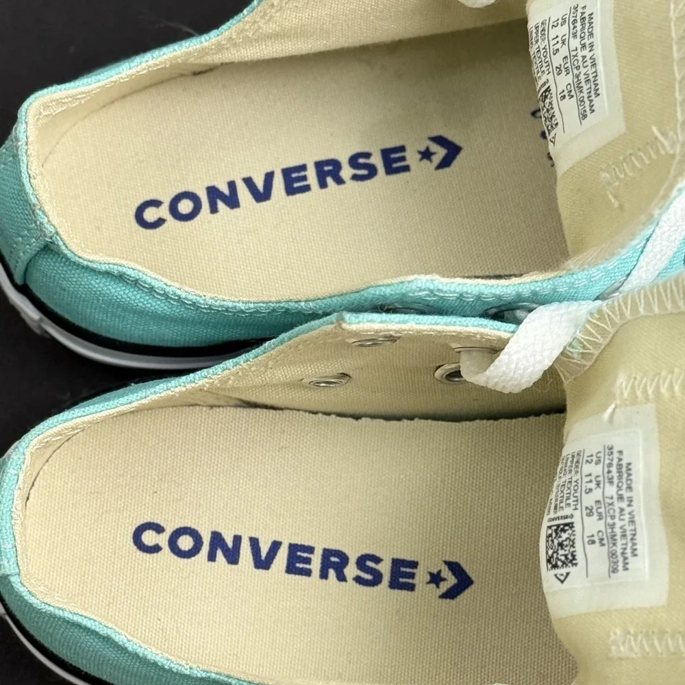 Converse All Star Ox Sneaker Shoe Kid US 12 Aqua Blue Low Top Canvas Lace Up